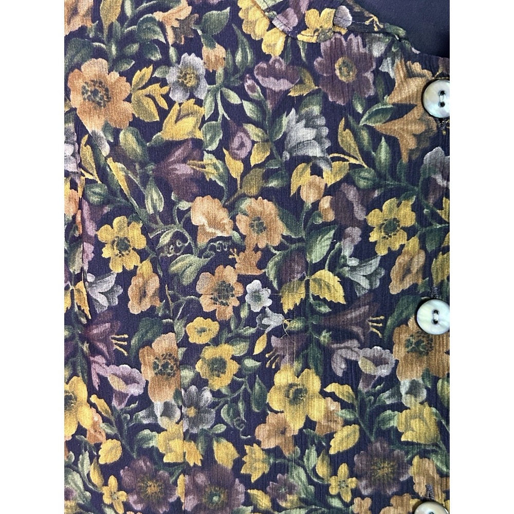 vintage Coldwater Creek sheer floral midi dress 6 100%silk Cottage Core Fall - Picture 6 of 11